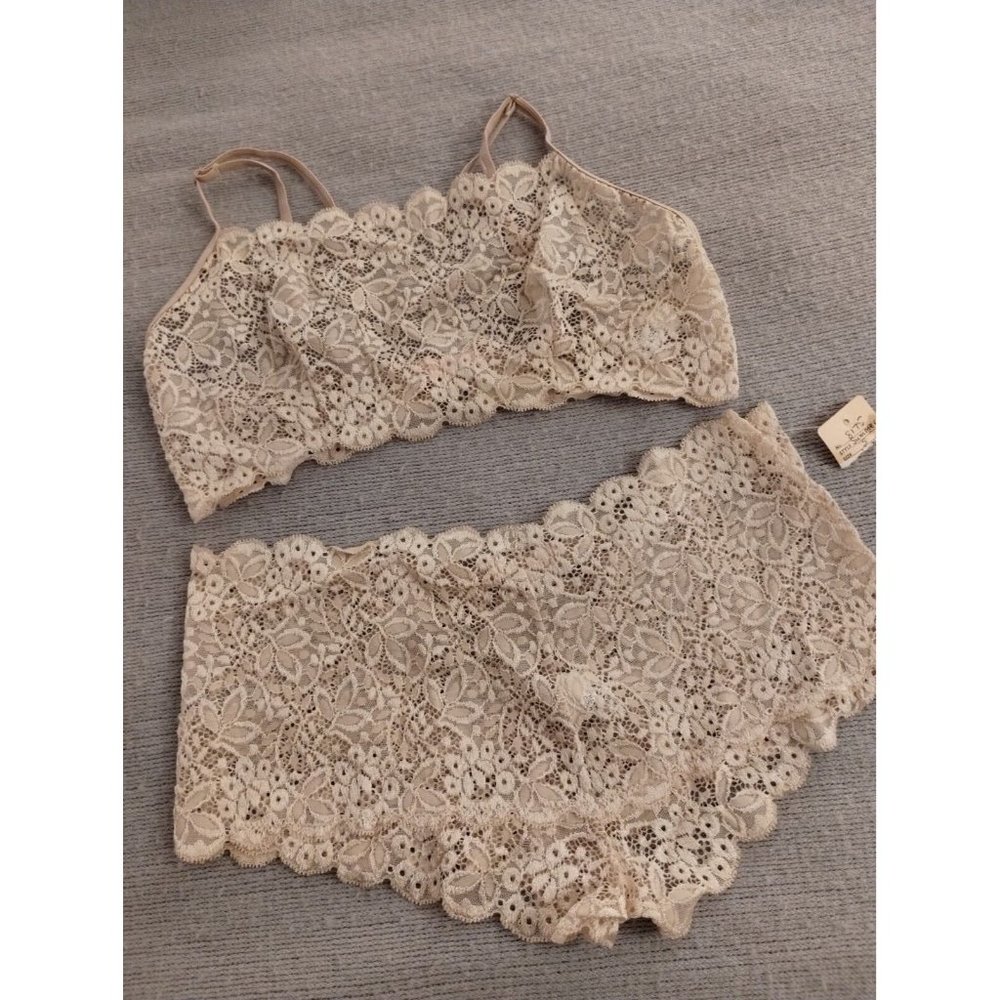 Sexy One Size Ivory Bra and Panty Set Stretch 💋 Nice ❤